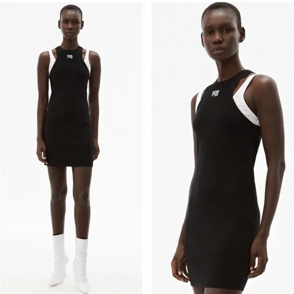 T by Alexander Wang Black Layered Ribbed Tank Dress - S - Picture 9 of 9